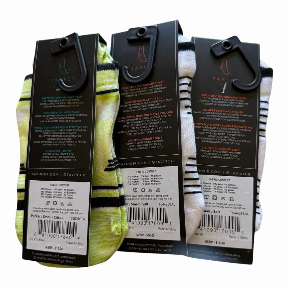 TAVI Sport Grip Sock Bundle 3 Pair Small Parker Taylor Ultra Lightweight